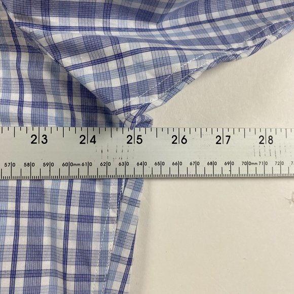 NWT Hickey Freeman Contemporary Fit Shirt Mens 17  32/33 Navy Check Pima Cotton - Picture 11 of 15